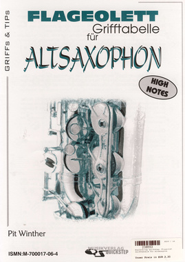 Musikverlag Quickstep Flageolett Grifftabelle A-Sax